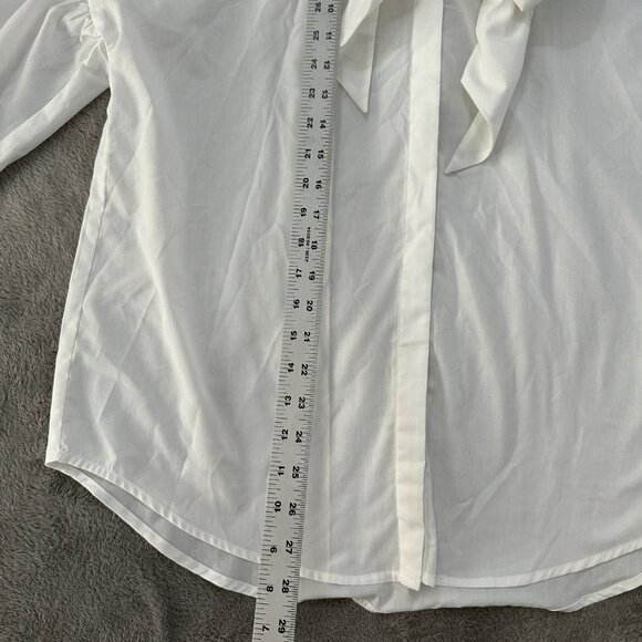 Mare Mare x Anthropologie White Poplin Button Down Bow Front Shirt MEDIUM Blouse - Picture 6 of 10